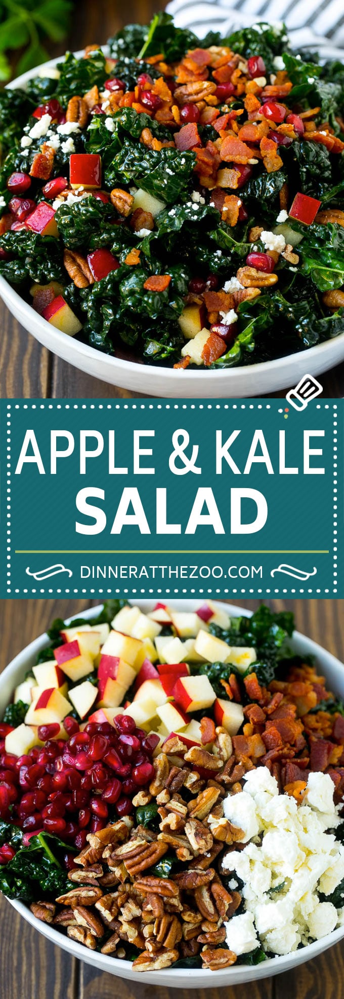 Apple Kale Salad Recipe | Kale Recipe | Fall Salad #kale #apples #bacon #salad #feta #dinner #lunch #dinneratthezoo