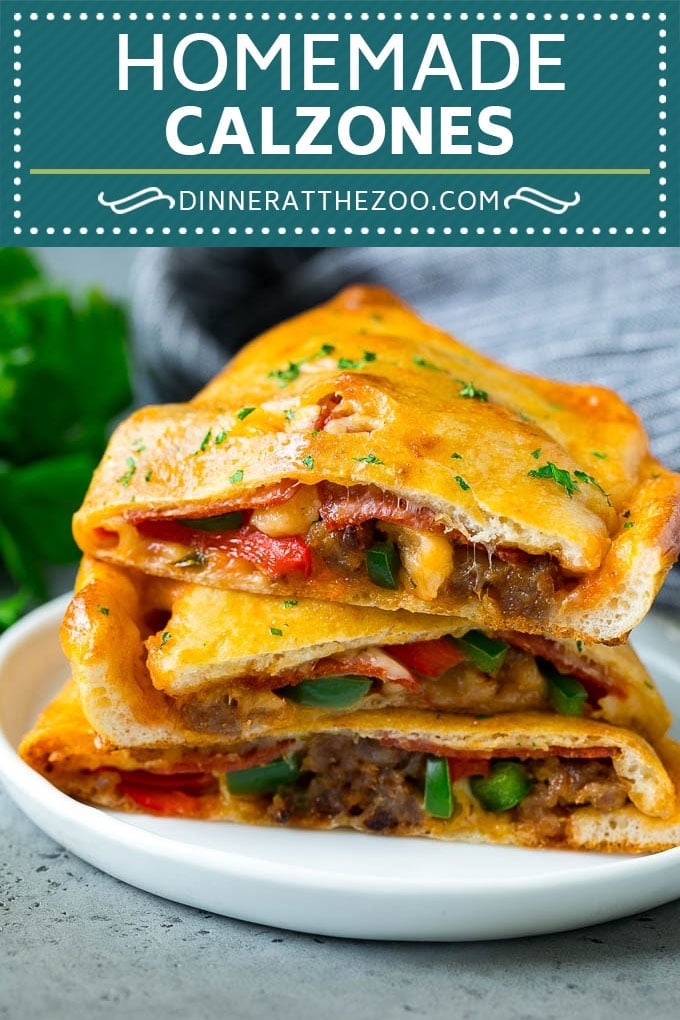 Calzone Recipe | Pizza Pockets #pizza #calzone #pepperoni #sausage #peppers #dinner #dinneratthezoo #cheese