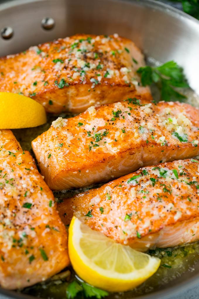 Pan Seared Salmon with Garlic Butter - Dinner at the Zoo