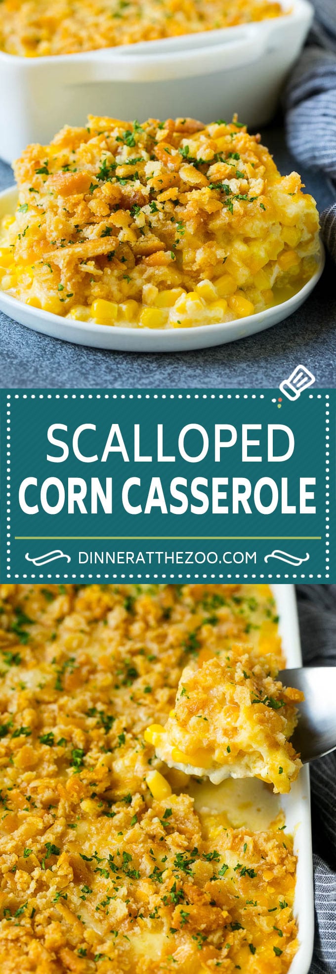 Scalloped Corn | Corn Casserole #corn #casserole #cheese #sidedish #dinner #dinneratthezoo
