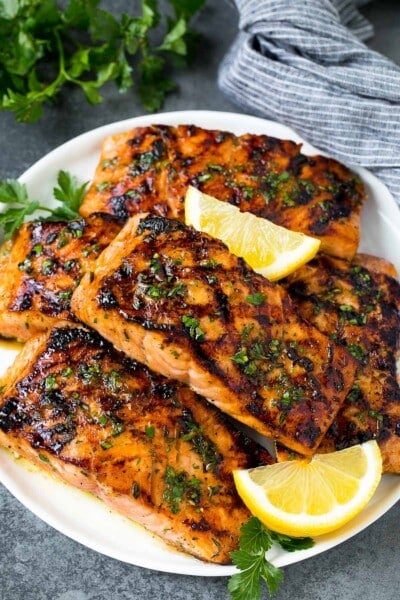 Grilled Salmon with Garlic and Herbs - Dinner at the Zoo