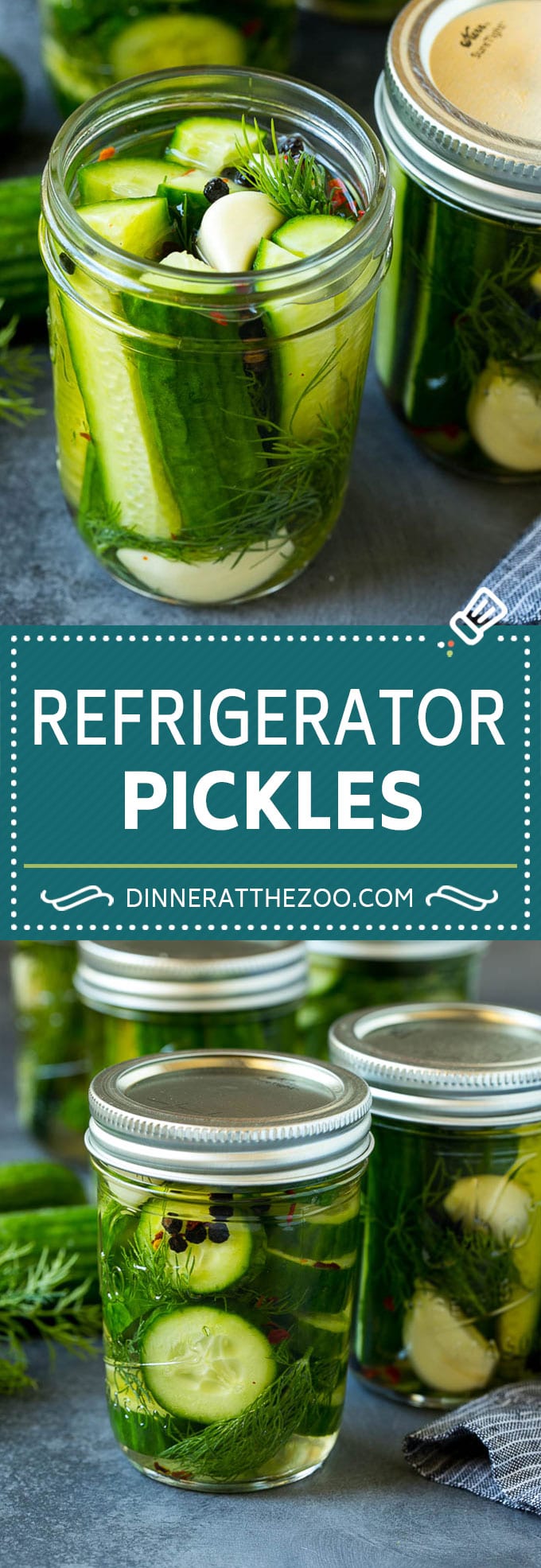 Refrigerator Pickles Recipe | Pickled Cucumbers | Quick Pickles #pickles #cucumbers #garlic #dill #dinneratthezoo