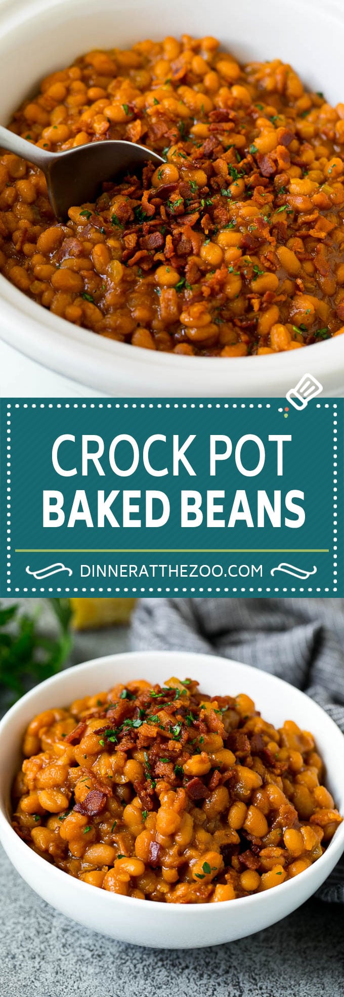 Crock Pot Baked Beans | Slow Cooker Baked Beans #beans #bacon #slowcooker #crockpot #dinneratthezoo