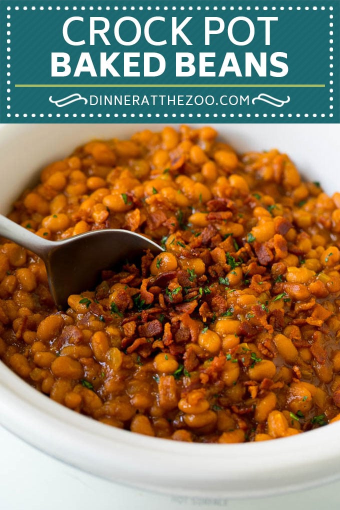 Crock Pot Baked Beans | Slow Cooker Baked Beans #beans #bacon #slowcooker #crockpot #dinneratthezoo