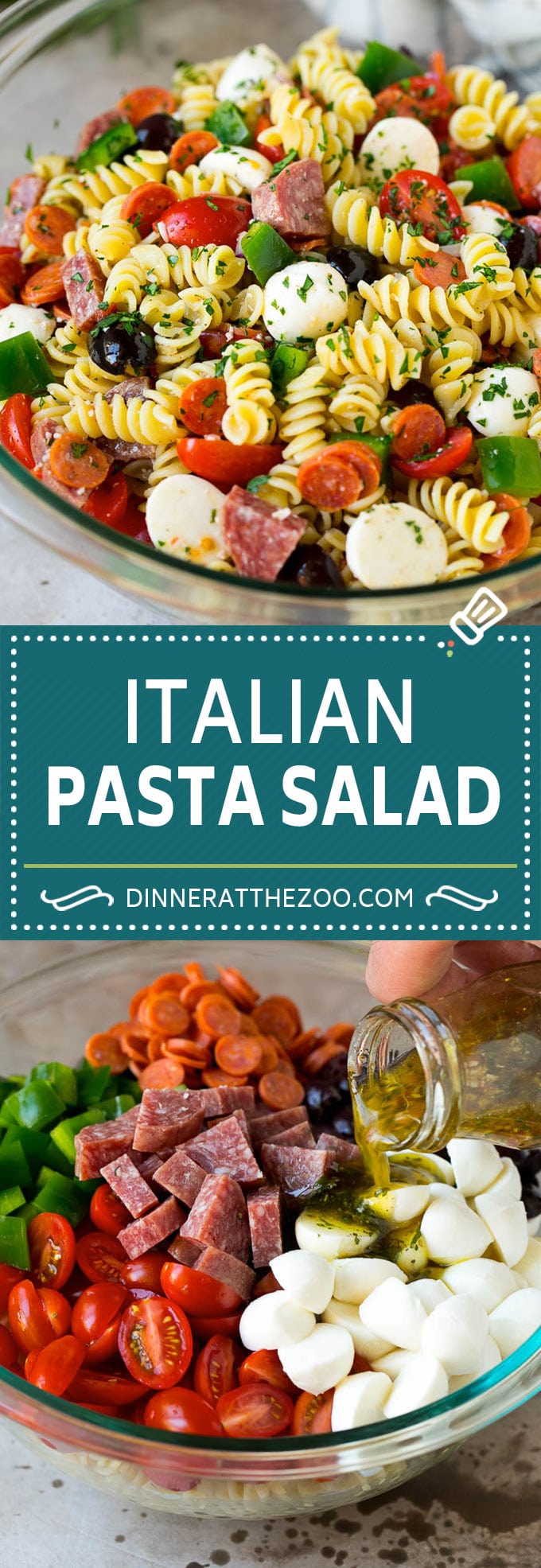 Italian Pasta Salad | Pasta Salad Recipe #pasta #salad #pastasalad #pepperoni #salami #olives #cheese #sidedish #dinneratthezoo