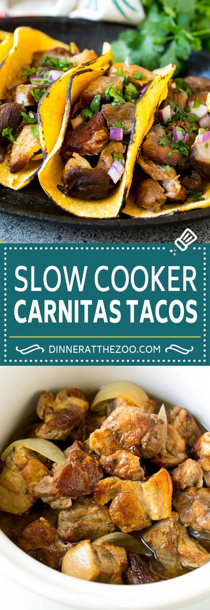 Slow Cooker Carnitas Tacos Recipe | Pork Tacos #tacos #pork #dinner #slowcooker #crockpot #dinneratthezoo