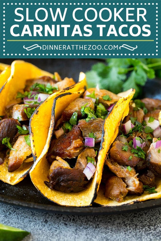 Slow Cooker Carnitas Tacos Recipe | Pork Tacos #tacos #pork #dinner #slowcooker #crockpot #dinneratthezoo