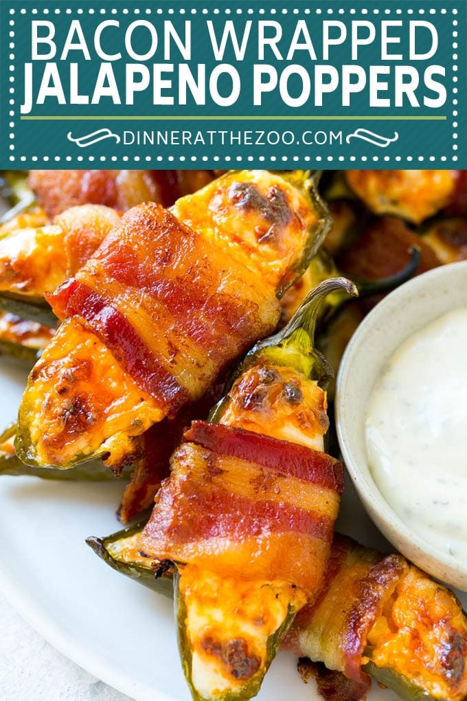 Bacon Wrapped Jalapeno Poppers Recipe | Baked Jalapeno Poppers | Bacon Appetizer #bacon #jalapenos #poppers #appetizer #snack #lowcarb #keto #dinneratthezoo