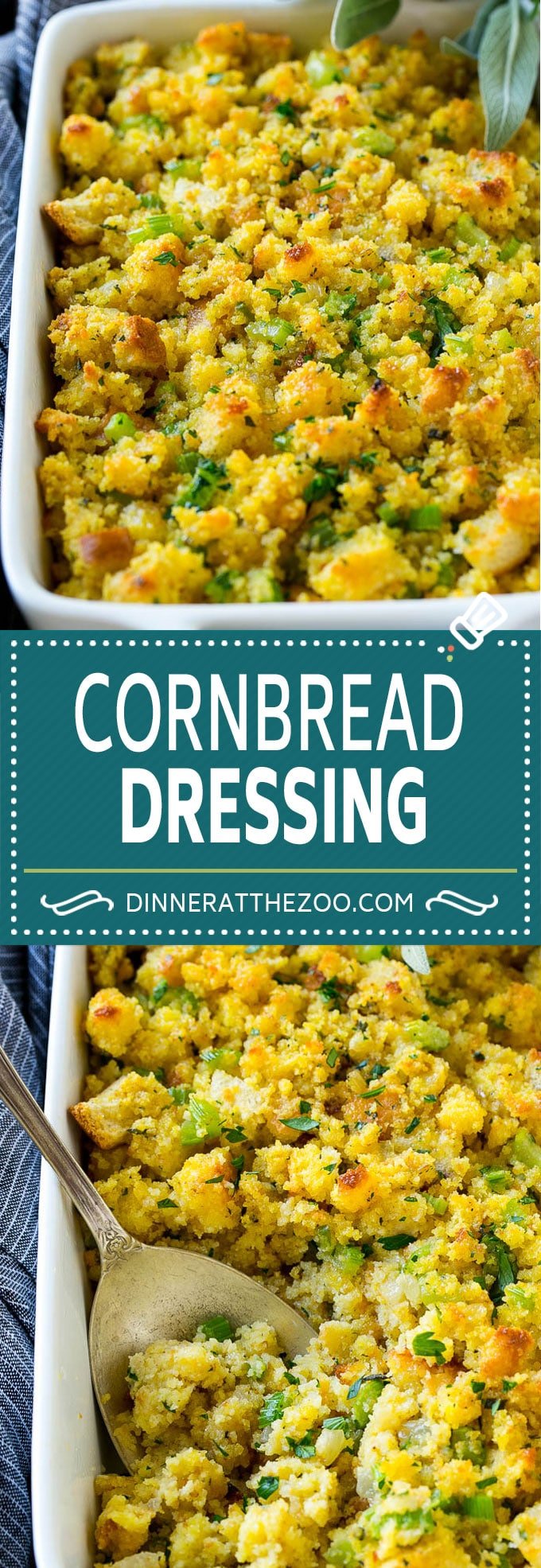 This old fashioned Southern cornbread dressing recipe is a classic that's a must-have for every Thanksgiving table. It's made with celery, onions, homemade cornbread, white bread and plenty of herbs. 