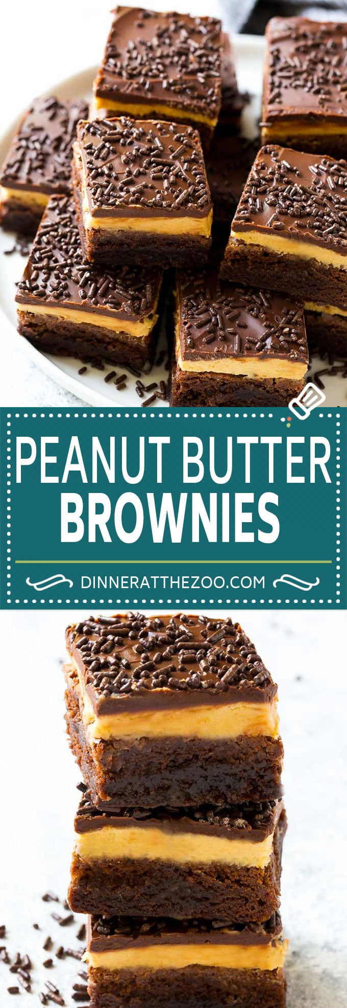 Peanut Butter Brownies Recipe | Layered Brownies | Peanut Butter Truffle Brownies #chocolate #peanutbutter #brownies #dessert #dinneratthezoo