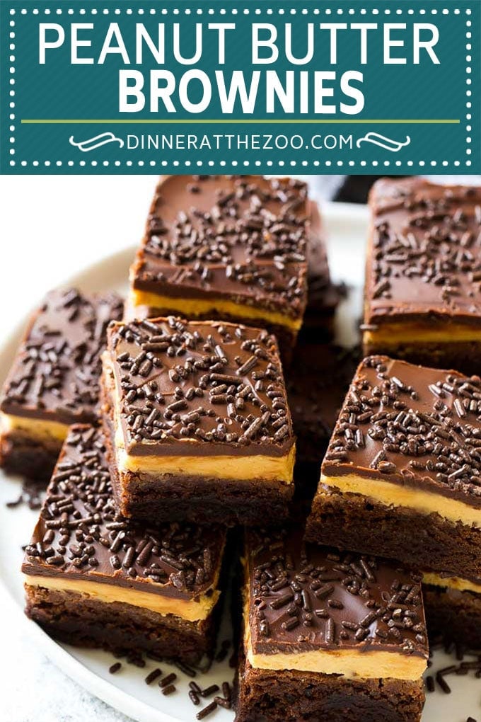 Peanut Butter Brownies Recipe | Layered Brownies | Peanut Butter Truffle Brownies #chocolate #peanutbutter #brownies #dessert #dinneratthezoo