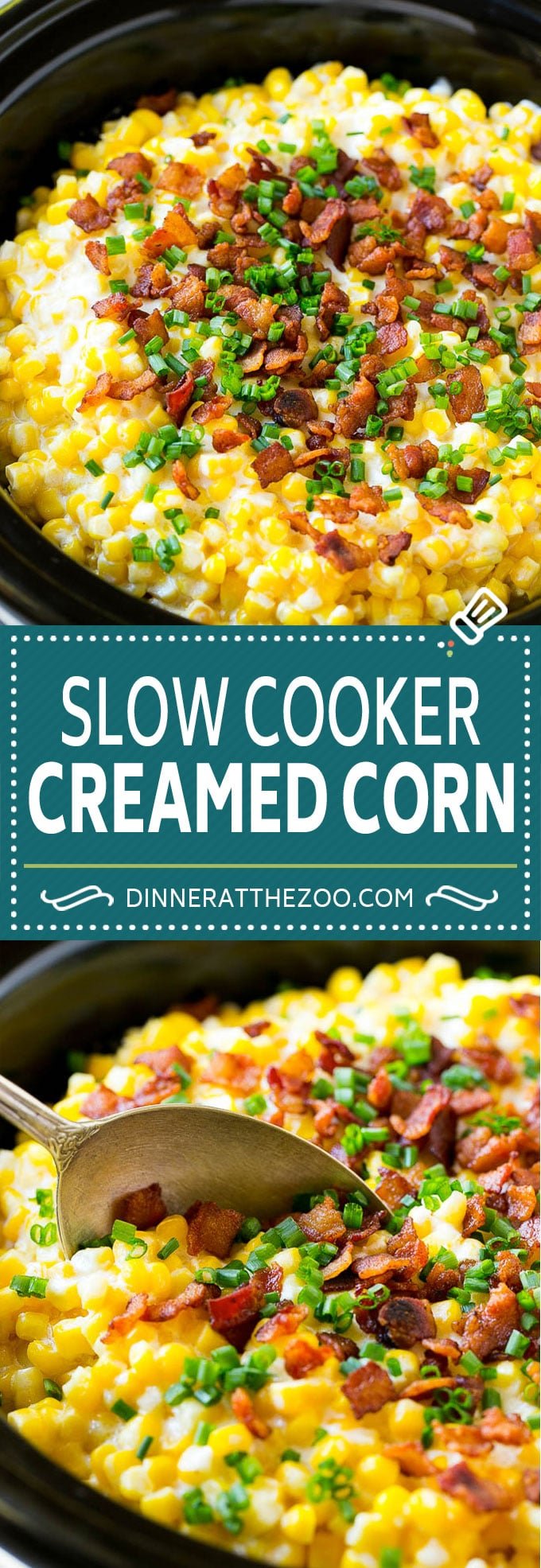 Slow Cooker Creamed Corn Recipe | Easy Creamed Corn Recipe | Slow Cooker Creamed Corn with Bacon | Southern Creamed Corn #corn #bacon #sidedish #slowcooker #crockpot #dinneratthezoo