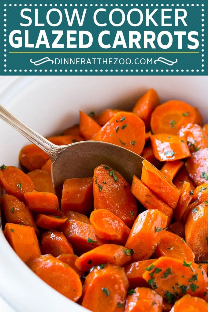 Slow Cooker Glazed Carrots Recipe | Brown Sugar Glazed Carrots | Slow Cooker Carrots #carrots #sidedish #slowcooker #crockpot #dinneratthezoo