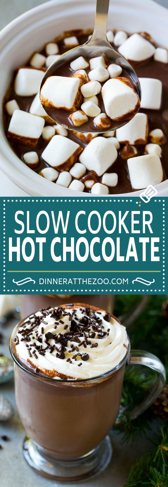 Slow Cooker Hot Chocolate Recipe | Homemade Hot Chocolate | Slow Cooker Hot Cocoa | Crock Pot Hot Chocolate #drink #chocolate #cocoa #slowcooker #crockpot #dinneratthezoo