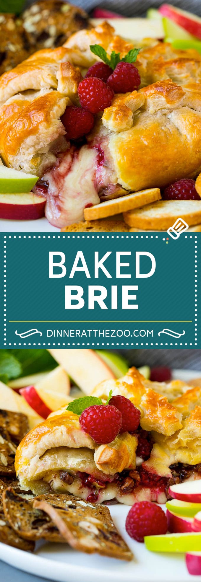 Baked Brie Recipe | Pastry Wrapped Brie #brie #cheese #appetizer #pecans #raspberries #dinneratthezoo