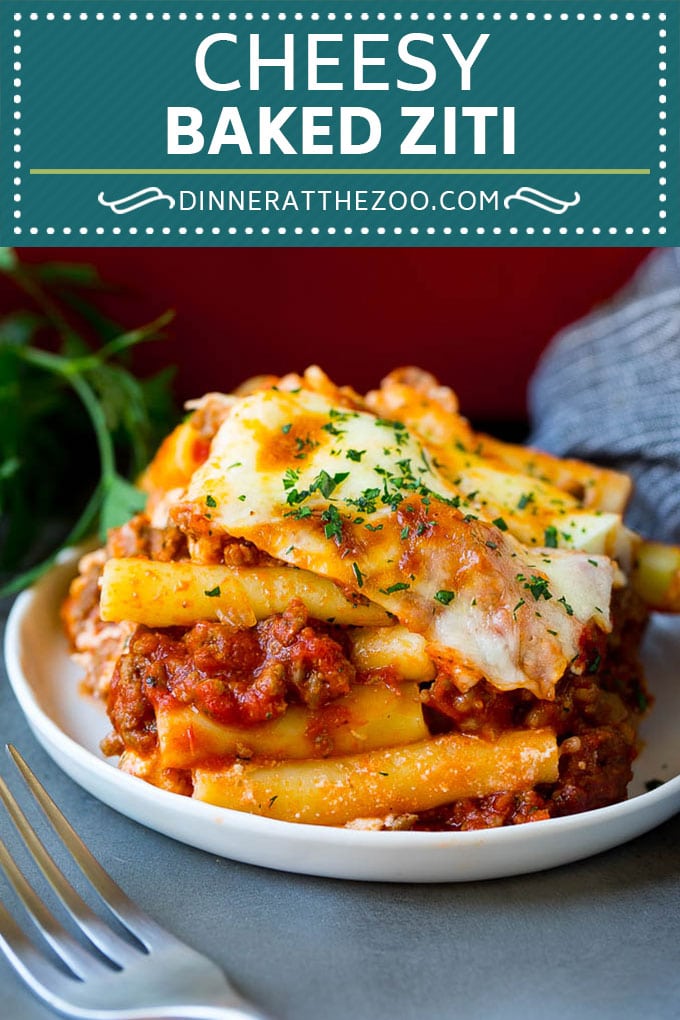 Baked Ziti Recipe | #pasta #cheese #comfortfood #sausage #dinner #dinneratthezoo