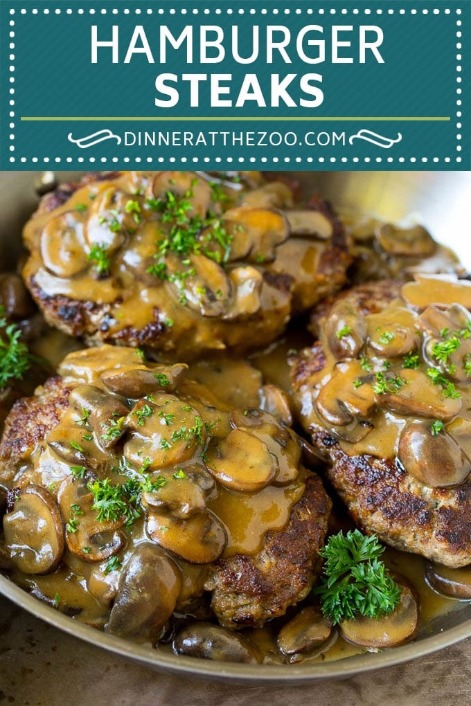 Hamburger Steaks with Mushroom Gravy Recipe | Salisbury Steak #hamburger #groundbeef #mushrooms #gravy #dinner #dinneratthezoo