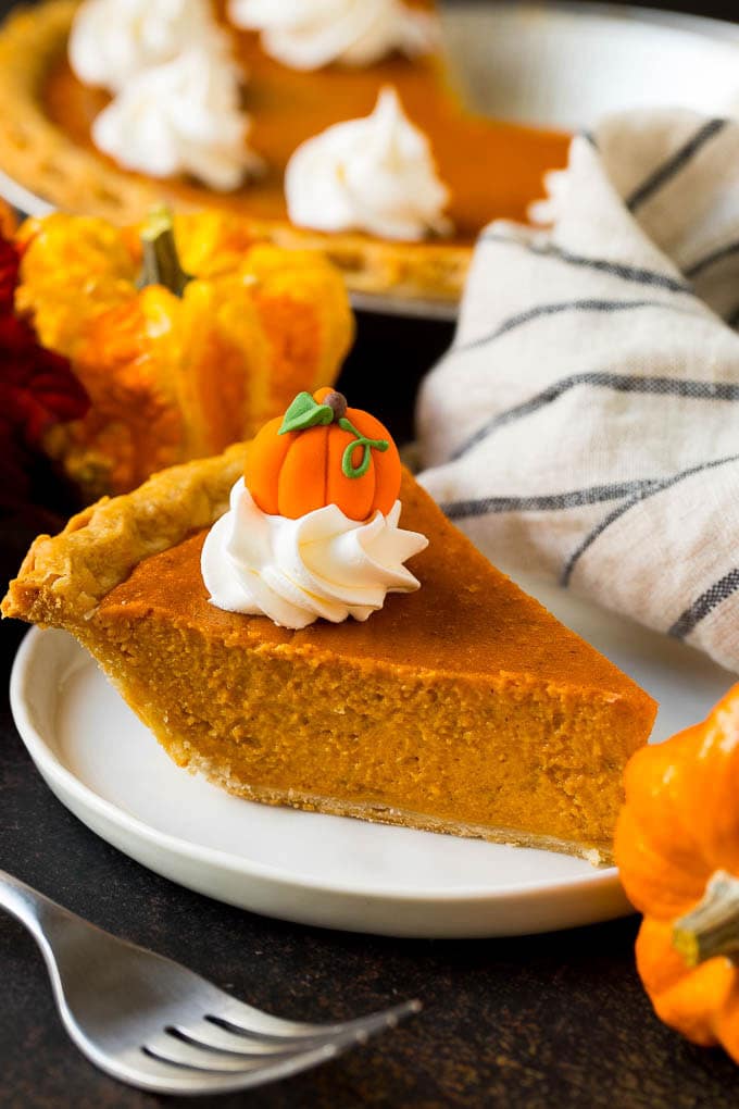 Pumpkin puree baked into pumpkin pie.