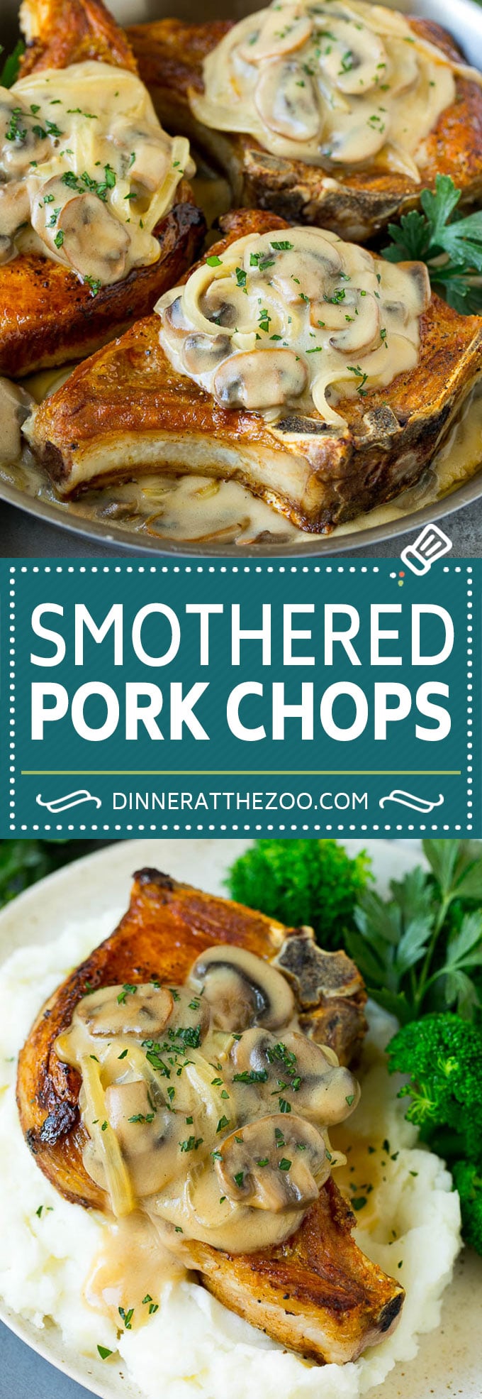 Smothered Pork Chops Recipe | Mushroom Pork Chops #pork #porkchops #mushrooms #gravy #dinner #dinneratthezoo