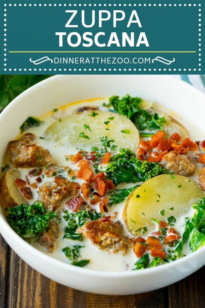 Zuppa Toscana Recipe | Sausage and Potato Soup #soup #sausage #bacon #potato #kale #italianfood #dinner #dinneratthezoo