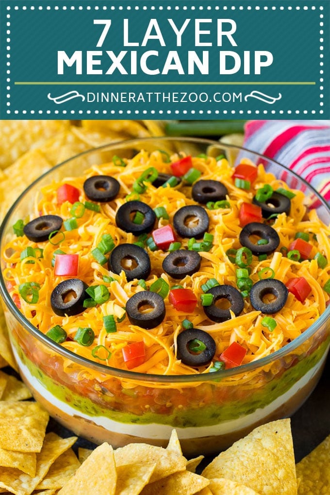 7 Layer Dip Recipe | Mexican Dip #beans #dip #appetizer #avocado #salsa #dinneratthezoo