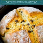 An image of Irish soda bread in a cast iron skillet.