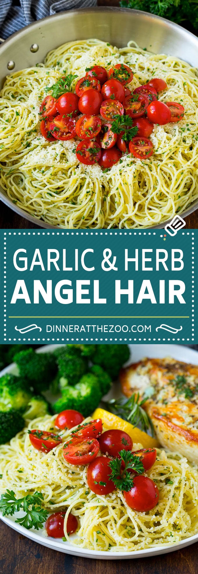 Garlic and Herb Angel Hair Pasta #pasta #garlic #sidedish #dinner #dinneratthezoo