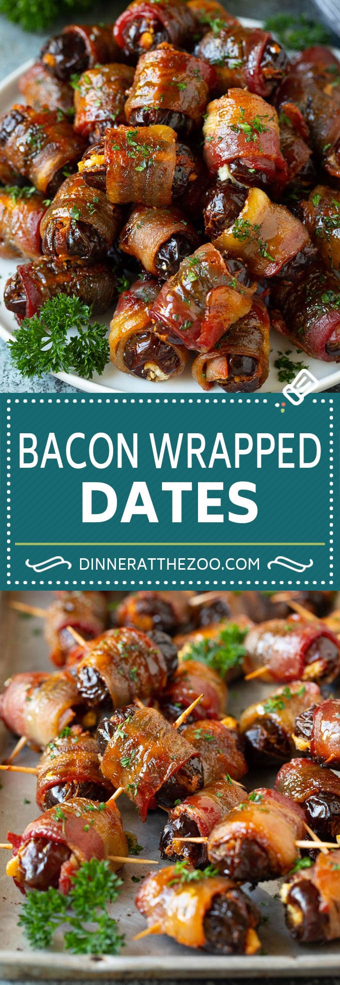 Bacon Wrapped Dates #appetizer #bacon #dates #cheese #dinneratthezoo