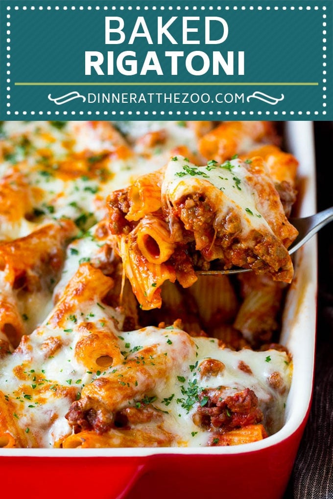 Baked Rigatoni Pasta #pasta #dinner #italianfood #groundbeef #dinneratthezoo #casserole