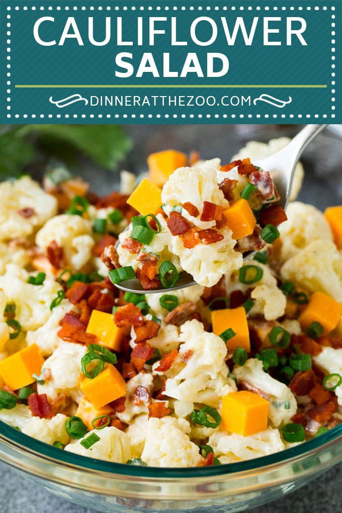 Cauliflower Salad Recipe #salad #cauliflower #bacon #lowcarb #keto #dinner #dinneratthezoo