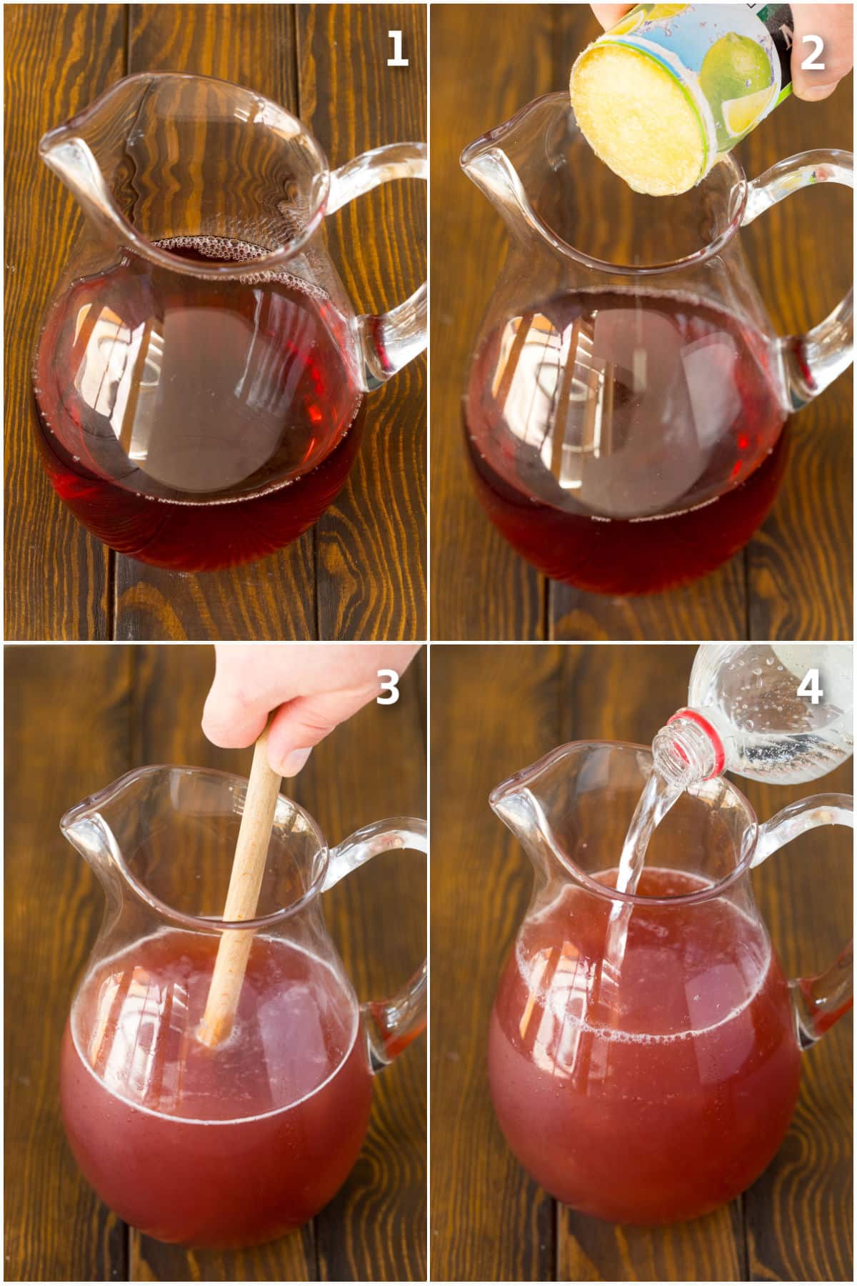 Step by step process shots showing how to make this drink.