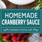 This homemade cranberry sauce is a 6 ingredient recipe that's made with fresh cranberries, sugar and a hint of spice.