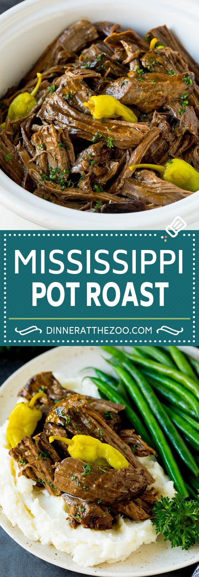 Mississippi Pot Roast #slowcooker #potroast #beef #crockpot #dinner #dinneratthezoo