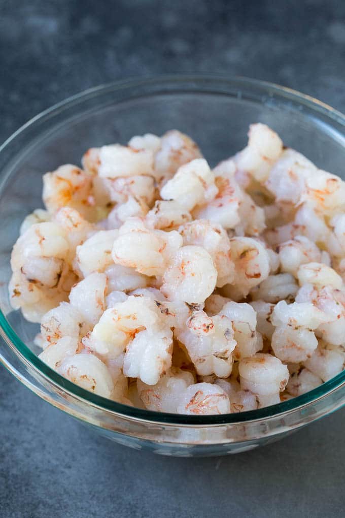 Rock shrimp in a bowl.