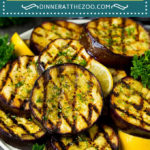 This grilled eggplant is marinated in garlic and herbs, then cooked until tender and golden brown.