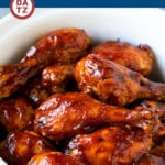 These slow cooker chicken drumsticks are coated in a spice rub and barbecue sauce, then cooked to tender perfection in the crock pot.