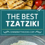 This tzatziki sauce is a creamy blend of Greek yogurt, cucumber, lemon juice, garlic and fresh herbs, all mixed together.