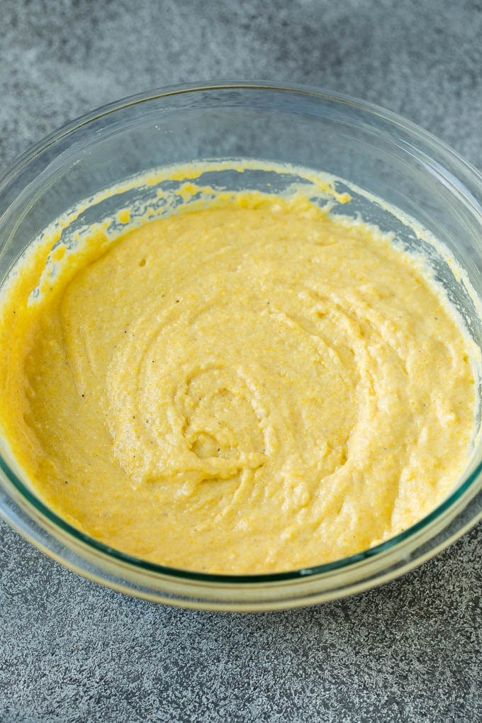 A bowl of cornmeal batter.