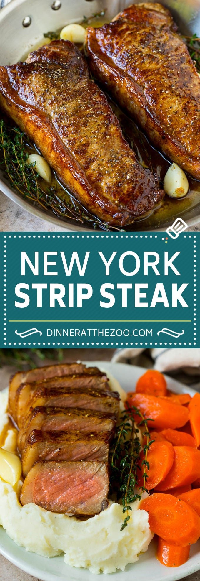 Seared New York strip steak with garlic and herb butter, an easy and elegant meal!