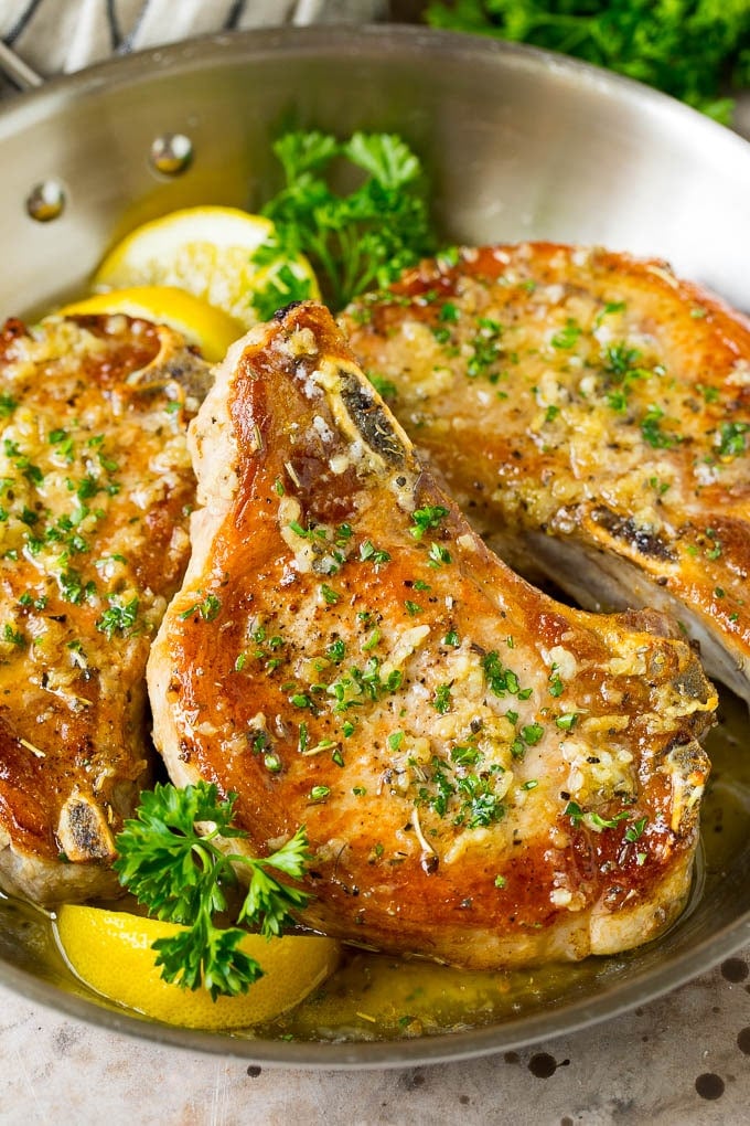 Baked Pork Chops with Garlic Butter - Dinner at the Zoo