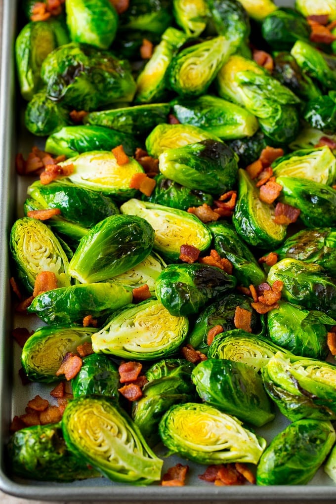 Roasted brussels sprouts and bacon.