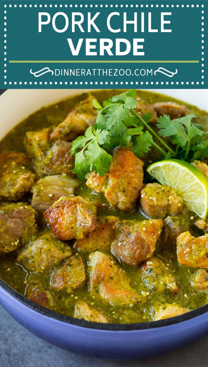 This chile verde is chunks of pork in a green tomatillo sauce, all simmered together until the meat is fall-apart tender.