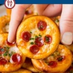 These mini pizzas are crescent roll dough topped with sauce, cheese and toppings, then baked to golden brown perfection.