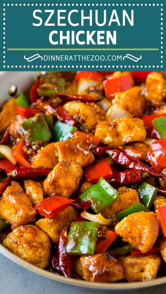 This Szechuan chicken is a spicy stir fry made with tender pieces of chicken and colorful vegetables, all tossed in a sweet and savory sauce.