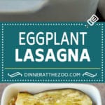 Low carb eggplant lasagna with layers of meat sauce, roasted eggplant and three types of cheese.