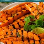 These grilled sweet potatoes are cut into wedges then cooked on the grill until smoky and tender.