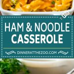 This ham casserole is egg noodles, broccoli and diced ham in a creamy sauce, all topped with cheese and baked to golden brown perfection.