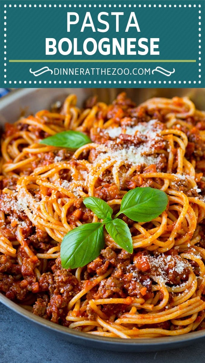 Pasta bolognese with spaghetti tossed in the most delicious homemade meat sauce.