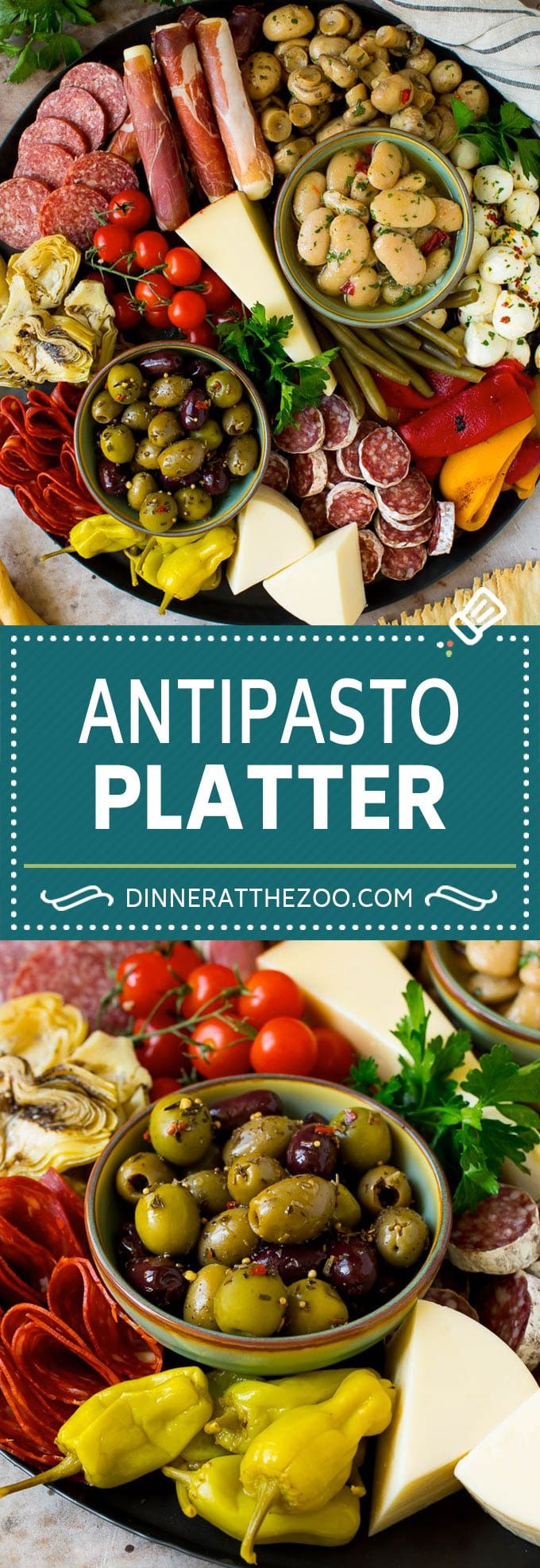 This antipasto platter is a combination of Italian meats, cheeses, vegetables and breads, all arranged to create a fabulous appetizer display.