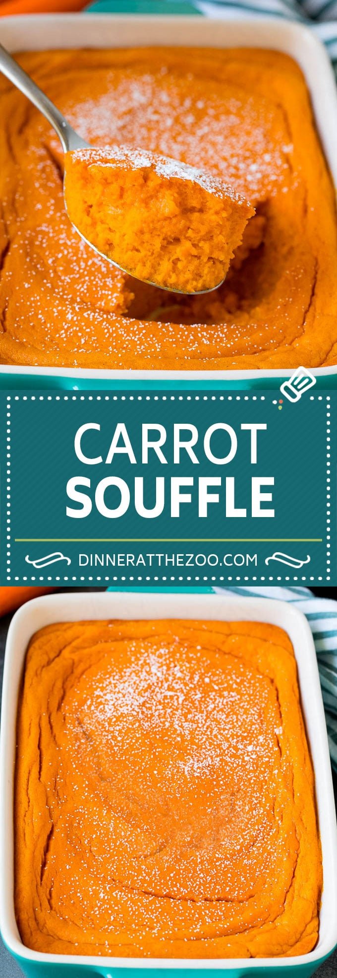 This carrot souffle is made with pureed carrots, sugar, butter and eggs, all cooked together to golden brown perfection.